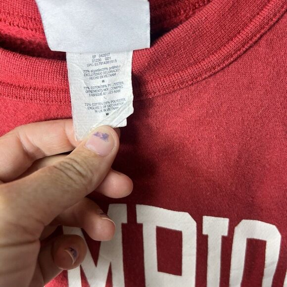 Vintage Champion Crop Sweatshirt Sweatshirt Red SZ Medium Long Sleeve Crewneck - Picture 6 of 12